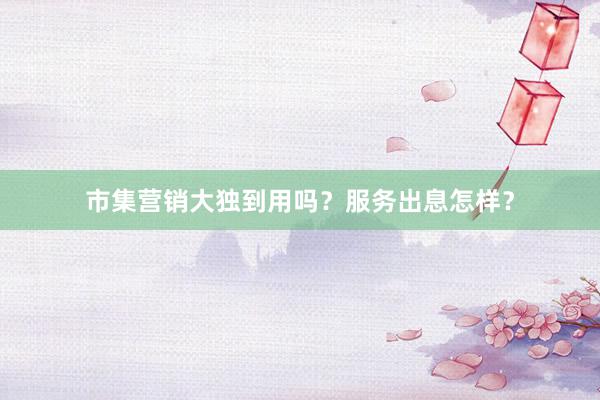 市集营销大独到用吗？服务出息怎样？